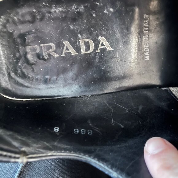 Vintage PRADA Men's Black Square Toe Lace Up Oxford Derby Euro Size 8 (US 8.5 - Picture 6 of 7